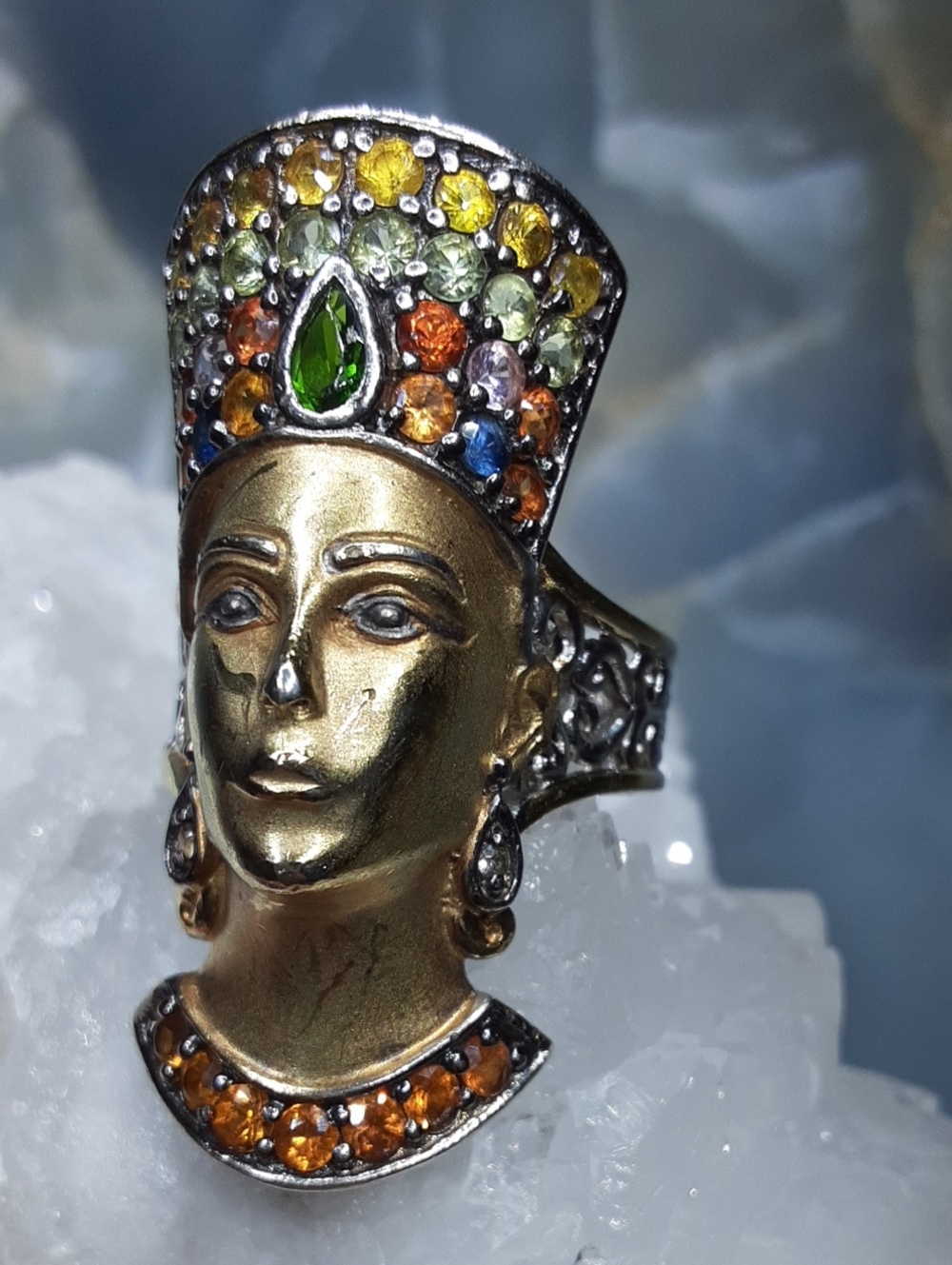 925, Egyptian, Multi Sapphire, Chrome Diopside Ring. PRICE IS FIRM.